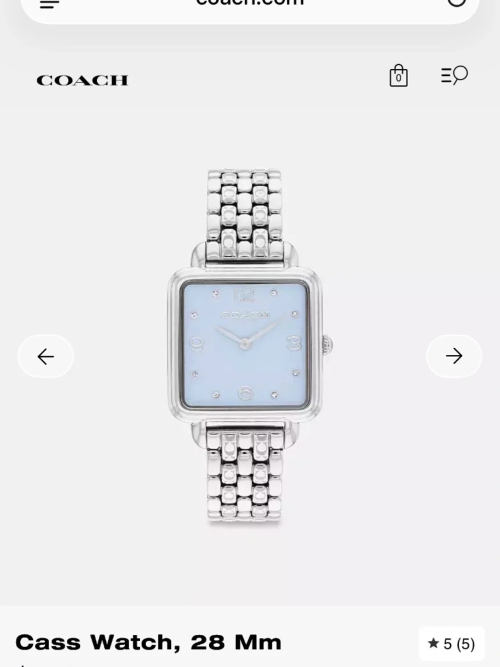 Coach Cass Watch Womens Light Blue & Silver SS 28mm CAZ19